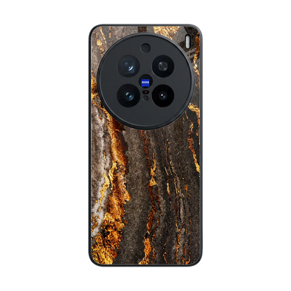 Golden Blaze back phone cover | glass case for vivo x200 pro