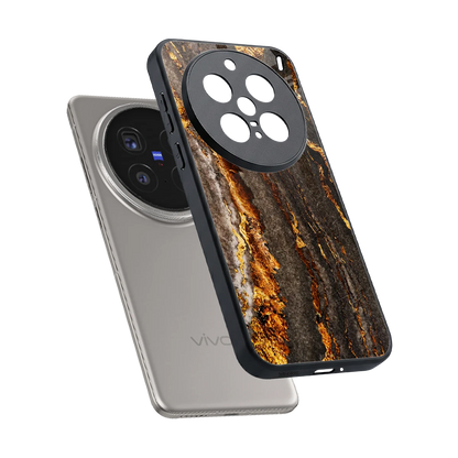 Golden Blaze sleek vivo x200 pro cover with tempered glass back and TPU edges