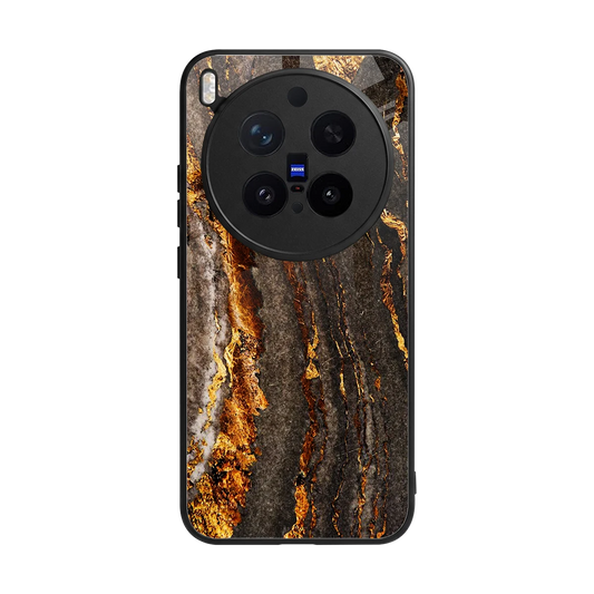 Golden Blaze back phone cover | glass case for vivo x300 pro