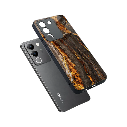 Golden Blaze sleek vivo y200 5g cover with tempered glass back and TPU edges