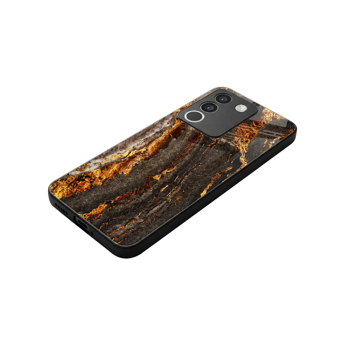 Golden Blaze stylish phone case for vivo y200 5g | glossy glass and slim fit