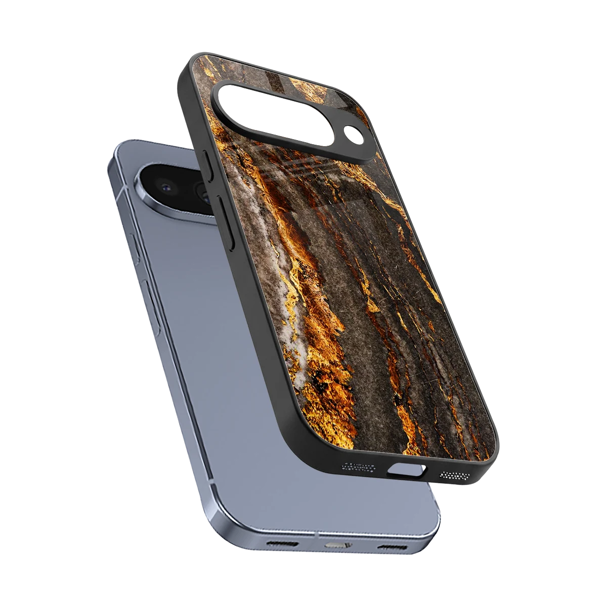 Golden Blaze sleek google pixel 10 cover with tempered glass back and TPU edges