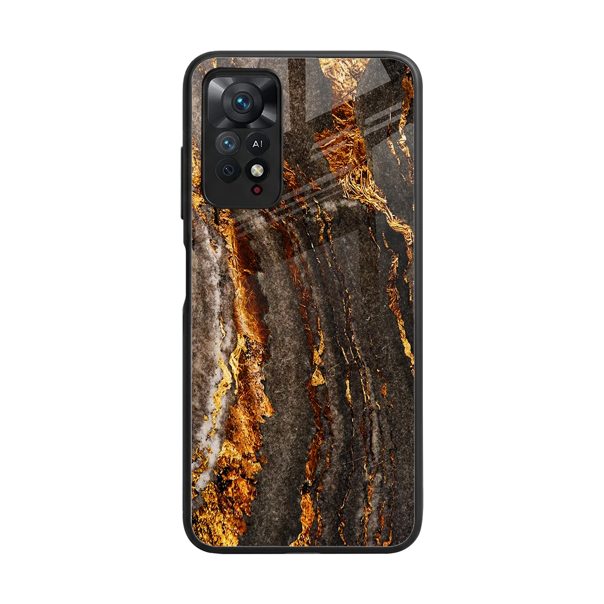 Golden Blaze back phone cover | glass case for redmi note 11 pro