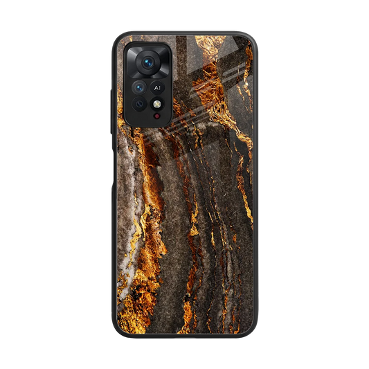 Golden Blaze back phone cover | glass case for redmi note 11 pro