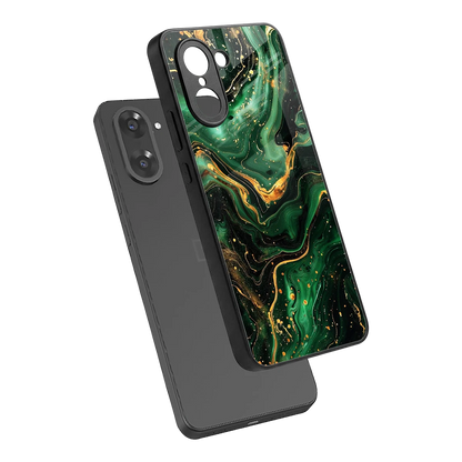 Golden Forest sleek oneplus nord ce5 5g cover with tempered glass back and TPU edges