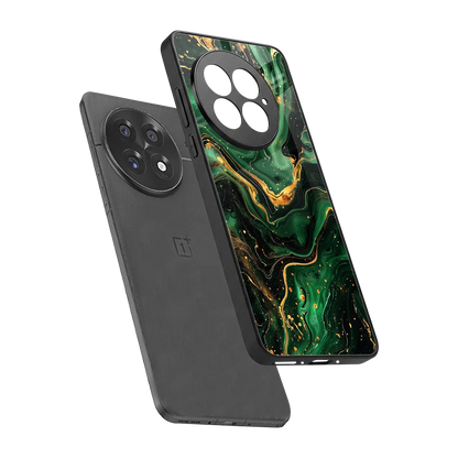 Golden Forest sleek oneplus 13 cover with tempered glass back and TPU edges