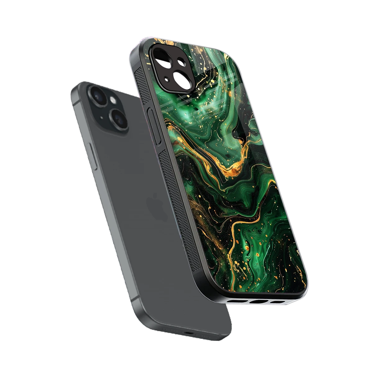 Golden Forest sleek iphone 14 plus cover with tempered glass back and TPU edges