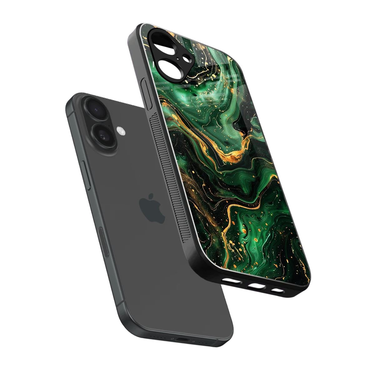 Golden Forest sleek iPhone 16 cover with tempered glass back and TPU edges