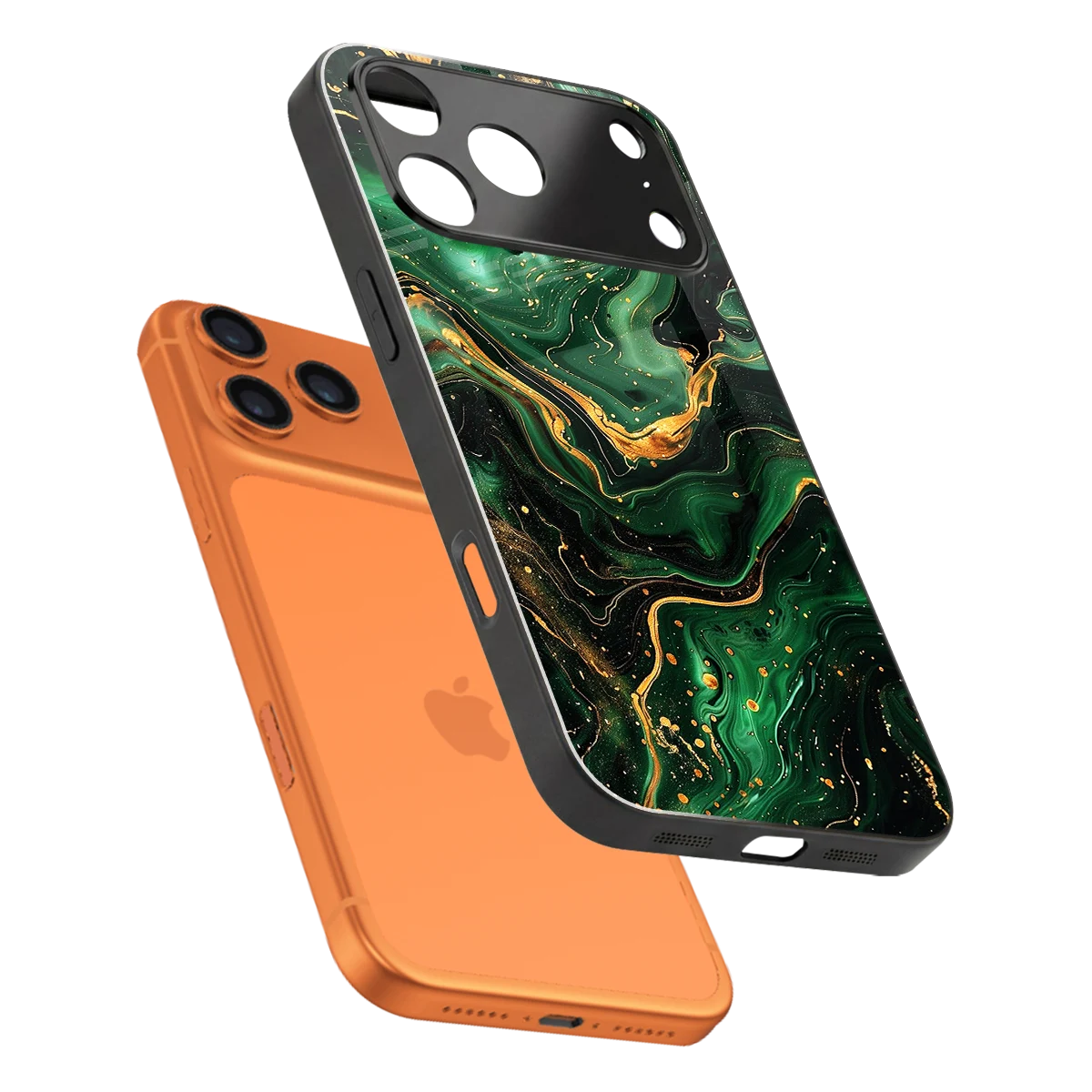 Golden Forest sleek iphone 17 pro cover with tempered glass back and TPU edges