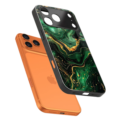 Golden Forest sleek iphone 17 pro cover with tempered glass back and TPU edges