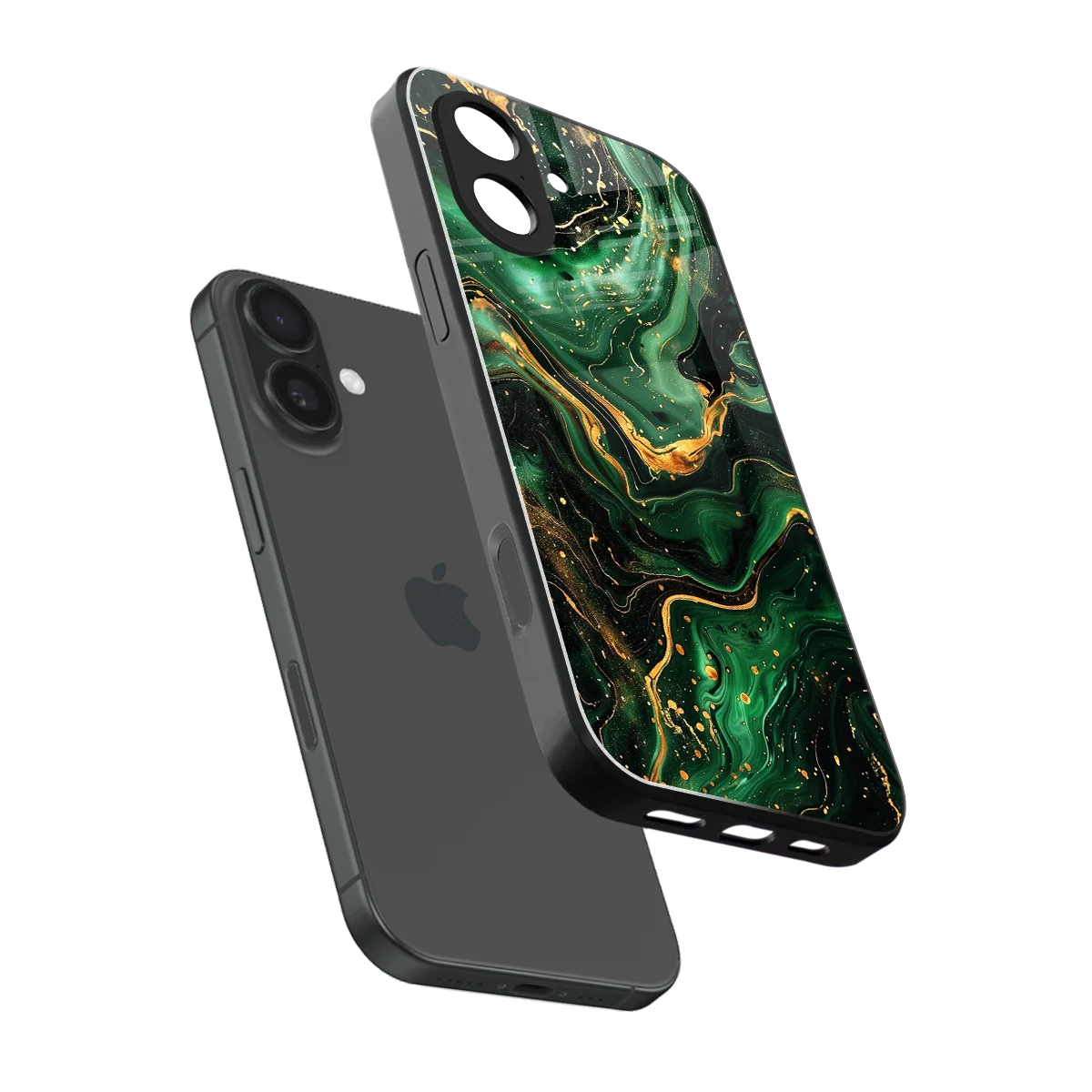 Golden Forest sleek iphone 17 cover with tempered glass back and TPU edges