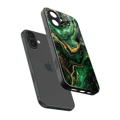 Golden Forest sleek iphone 17 cover with tempered glass back and TPU edges