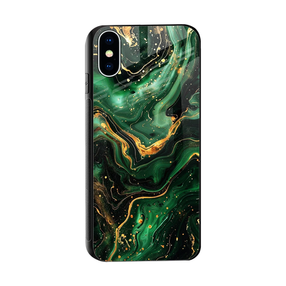 Golden Forest sleek iphone xs cover with tempered glass back and TPU edges