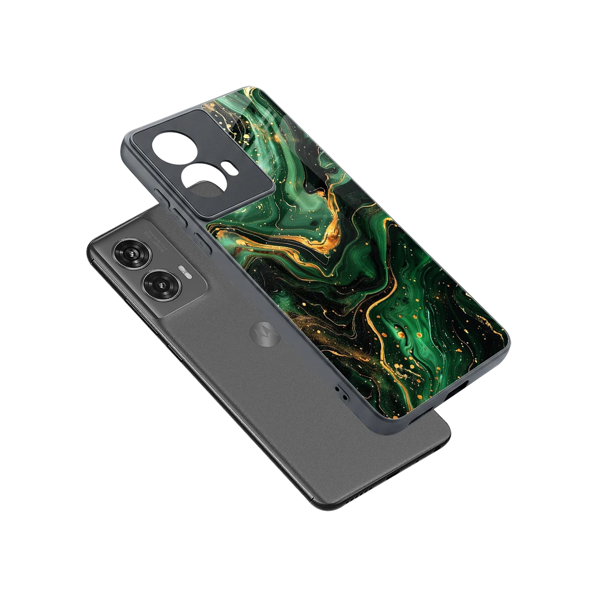 Golden Forest sleek motorola edge 50 fusion cover with tempered glass back and TPU edges
