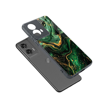 Golden Forest sleek motorola edge 50 fusion cover with tempered glass back and TPU edges