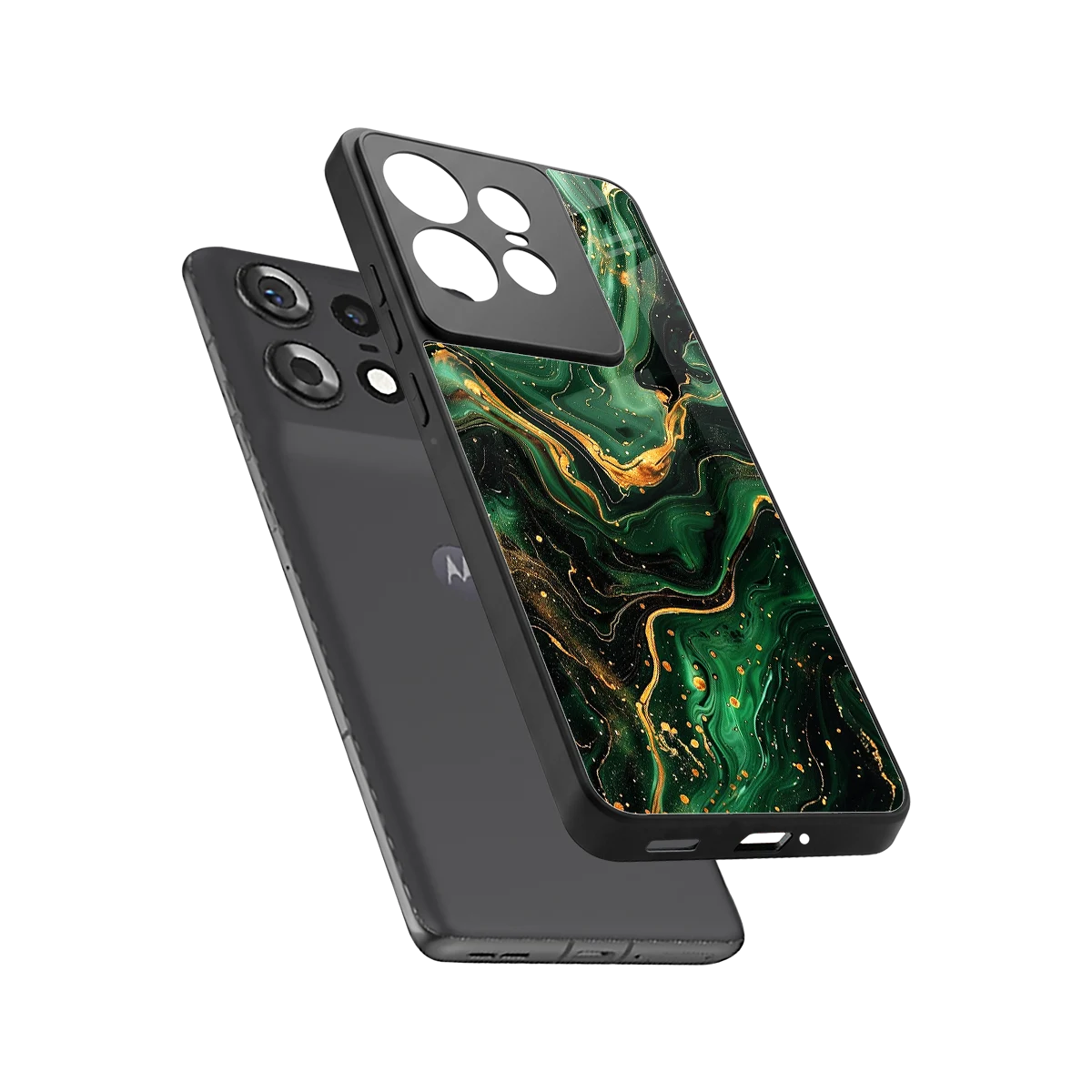 Golden Forest sleek motorola edge 50 pro cover with tempered glass back and TPU edges