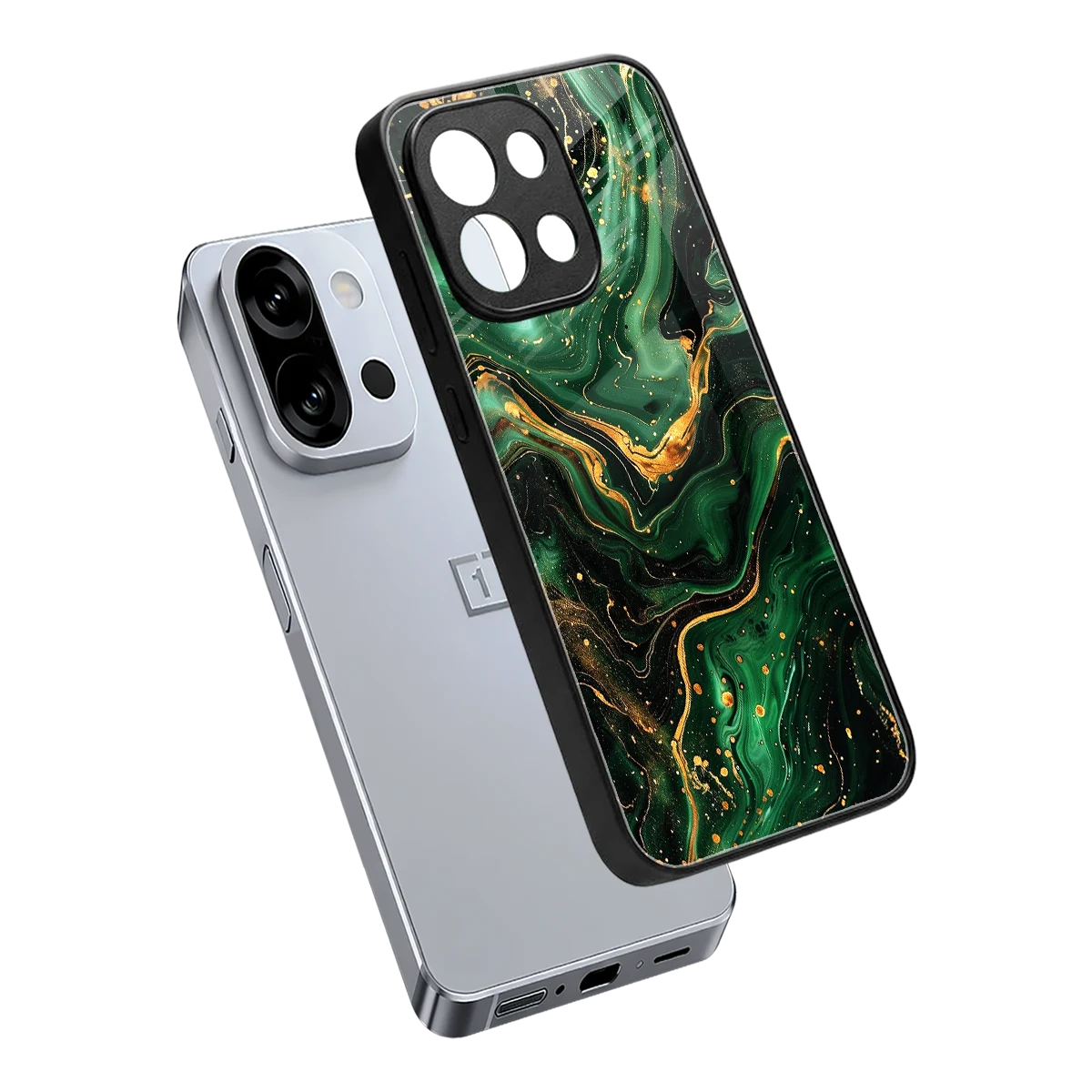 Golden Forest sleek oneplus 13s cover with tempered glass back and TPU edges