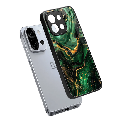 Golden Forest sleek oneplus 13s cover with tempered glass back and TPU edges