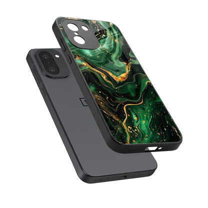 Golden Forest sleek oneplus 15r cover with tempered glass back and TPU edges