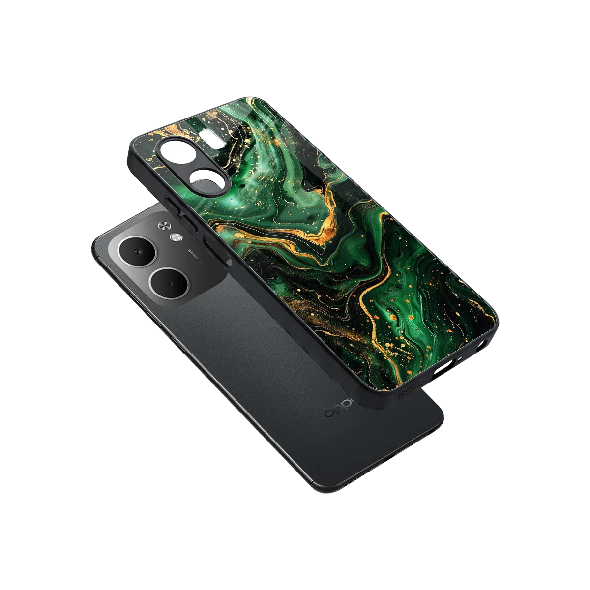 Golden Forest sleek oppo a5x 5g cover with tempered glass back and TPU edges