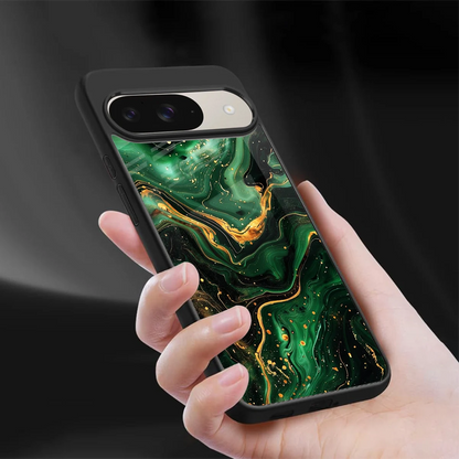 Golden Forest sleek google pixel 9 cover with tempered glass back and TPU edges