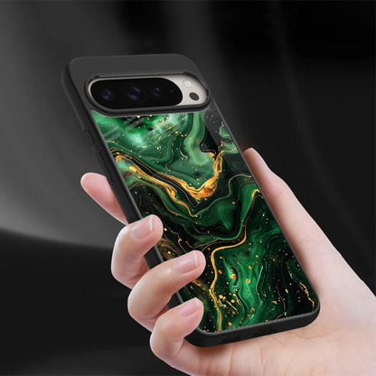 Golden Forest sleek google pixel 9 pro xl cover with tempered glass back and TPU edges