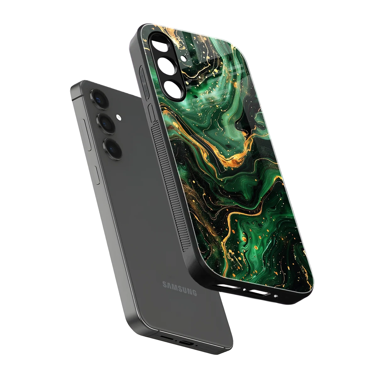 Golden Forest sleek samsung galaxy a55 5g cover with tempered glass back and TPU edges