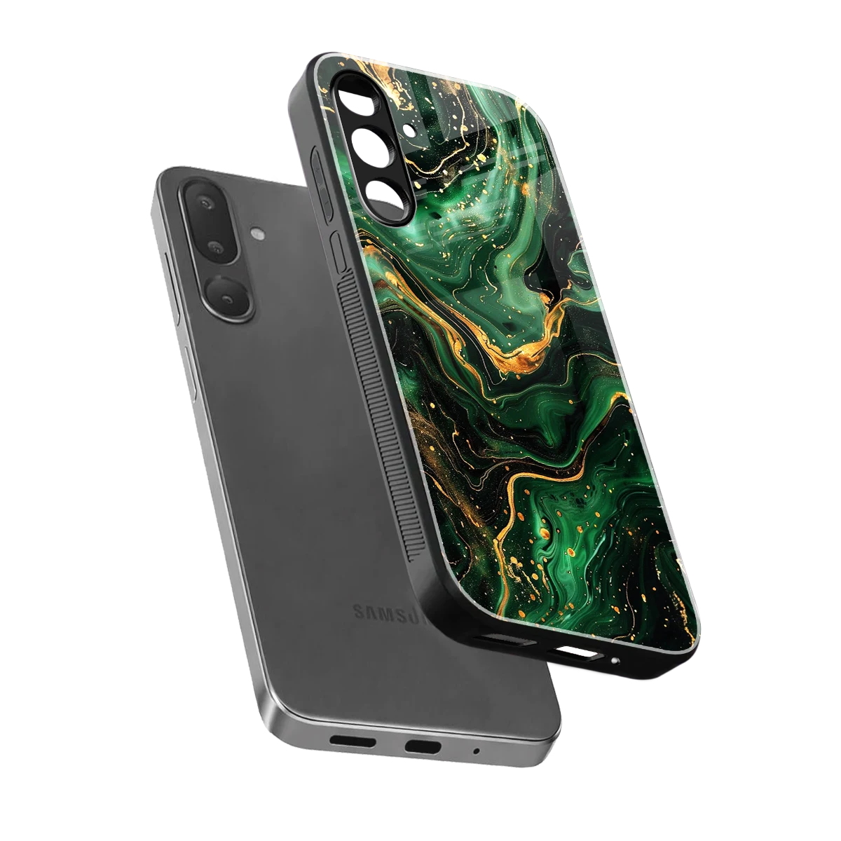 Golden Forest sleek samsung galaxy m36 5g cover with tempered glass back and TPU edges