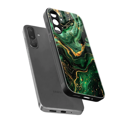 Golden Forest sleek samsung galaxy m36 5g cover with tempered glass back and TPU edges