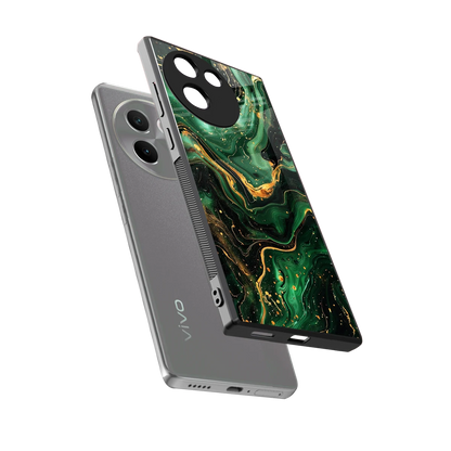 Golden Forest sleek vivo v30e cover with tempered glass back and TPU edges