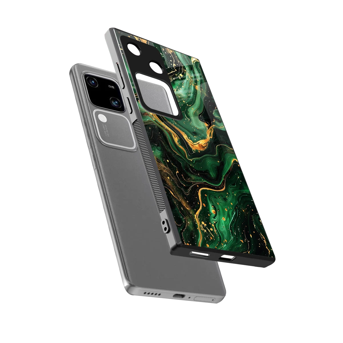 Golden Forest sleek vivo v30 cover with tempered glass back and TPU edges