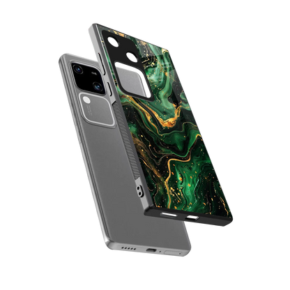 Golden Forest sleek vivo v30 cover with tempered glass back and TPU edges