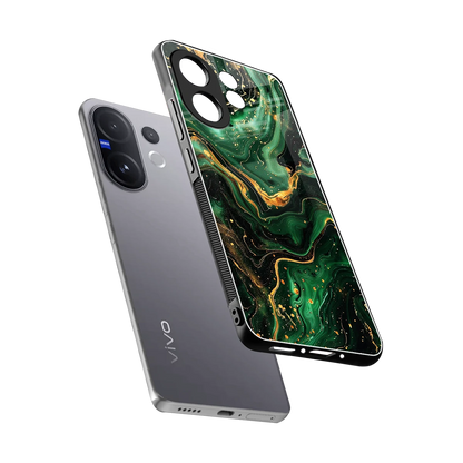 Golden Forest sleek vivo v60 cover with tempered glass back and TPU edges