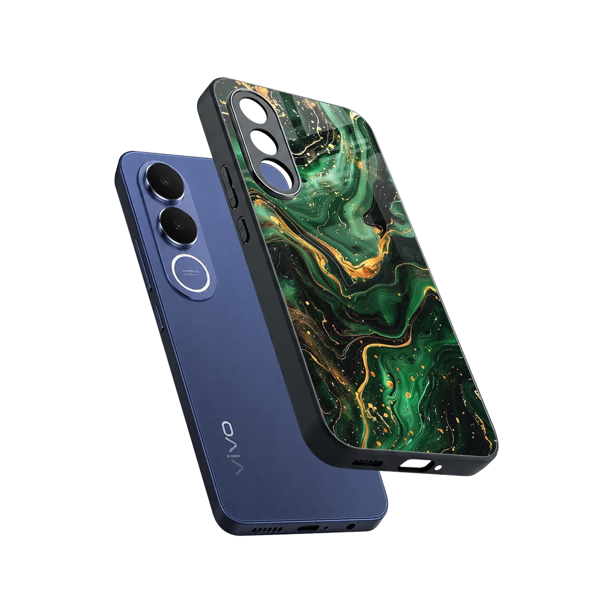 Golden Forest sleek vivo v70 fe cover with tempered glass back and TPU edges
