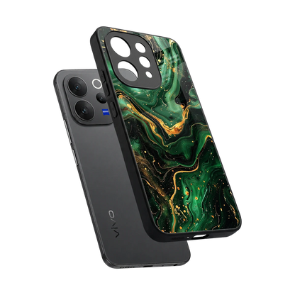Golden Forest sleek vivo v70 cover with tempered glass back and TPU edges