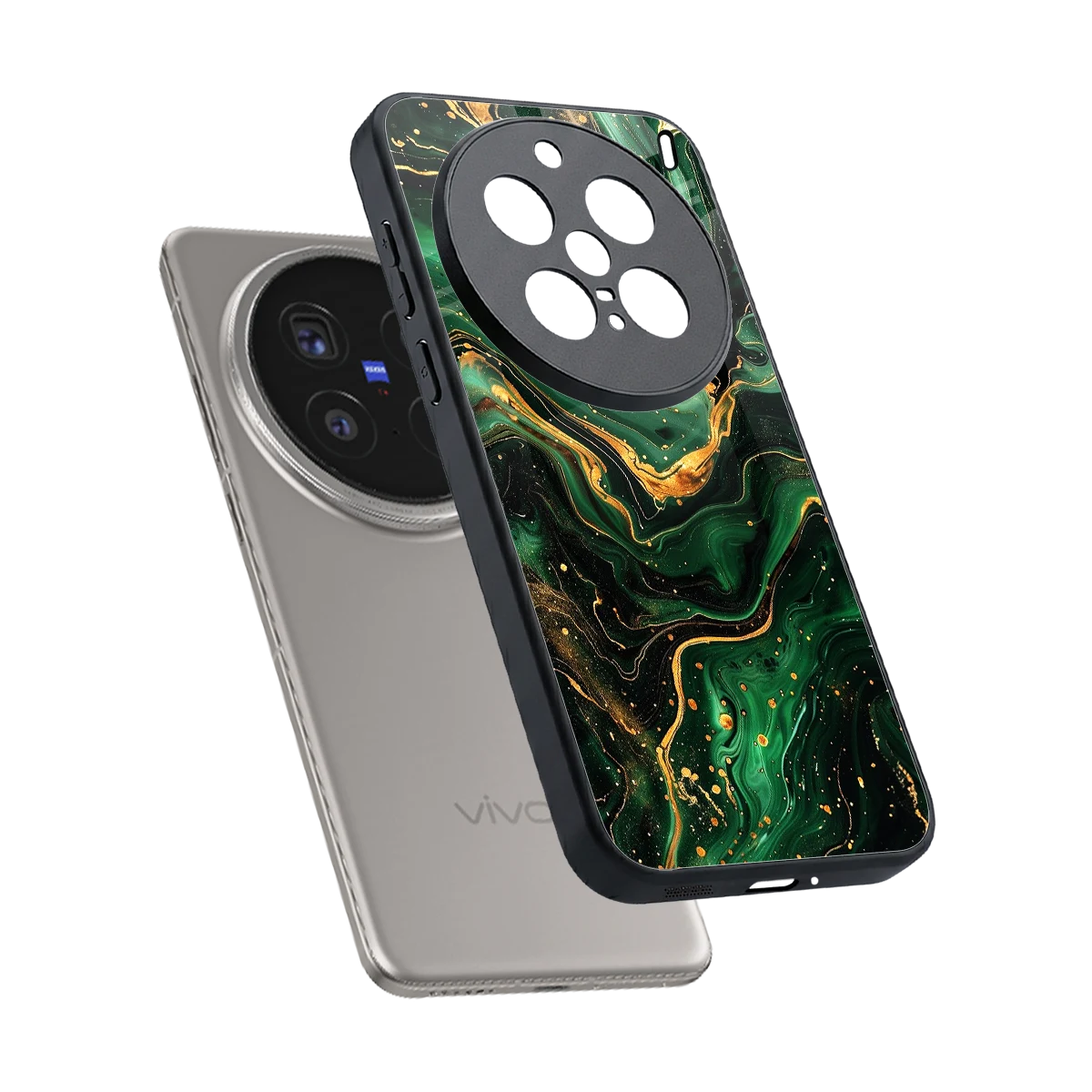 Golden Forest sleek vivo x200 pro cover with tempered glass back and TPU edges