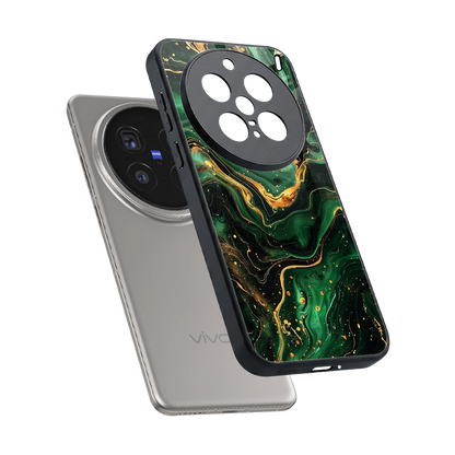 Golden Forest sleek vivo x200 pro cover with tempered glass back and TPU edges