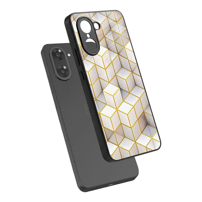 Golden Geometry sleek oneplus nord ce5 5g cover with tempered glass back and TPU edges