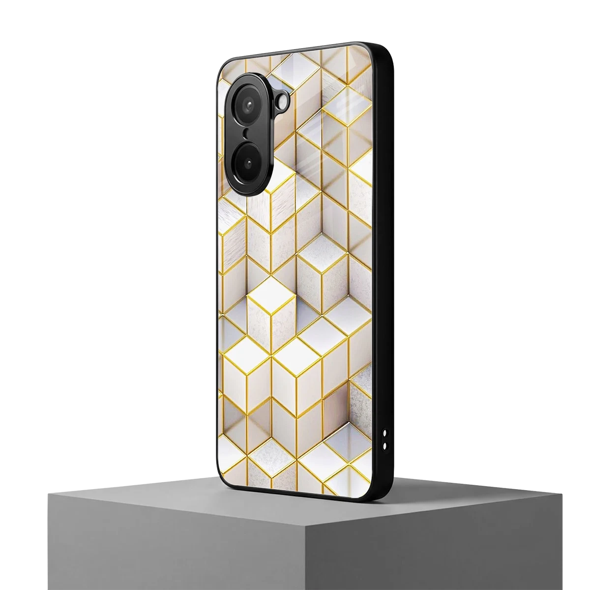 Golden Geometry oneplus nord ce5 5g mobile cover | shockproof glass phone case