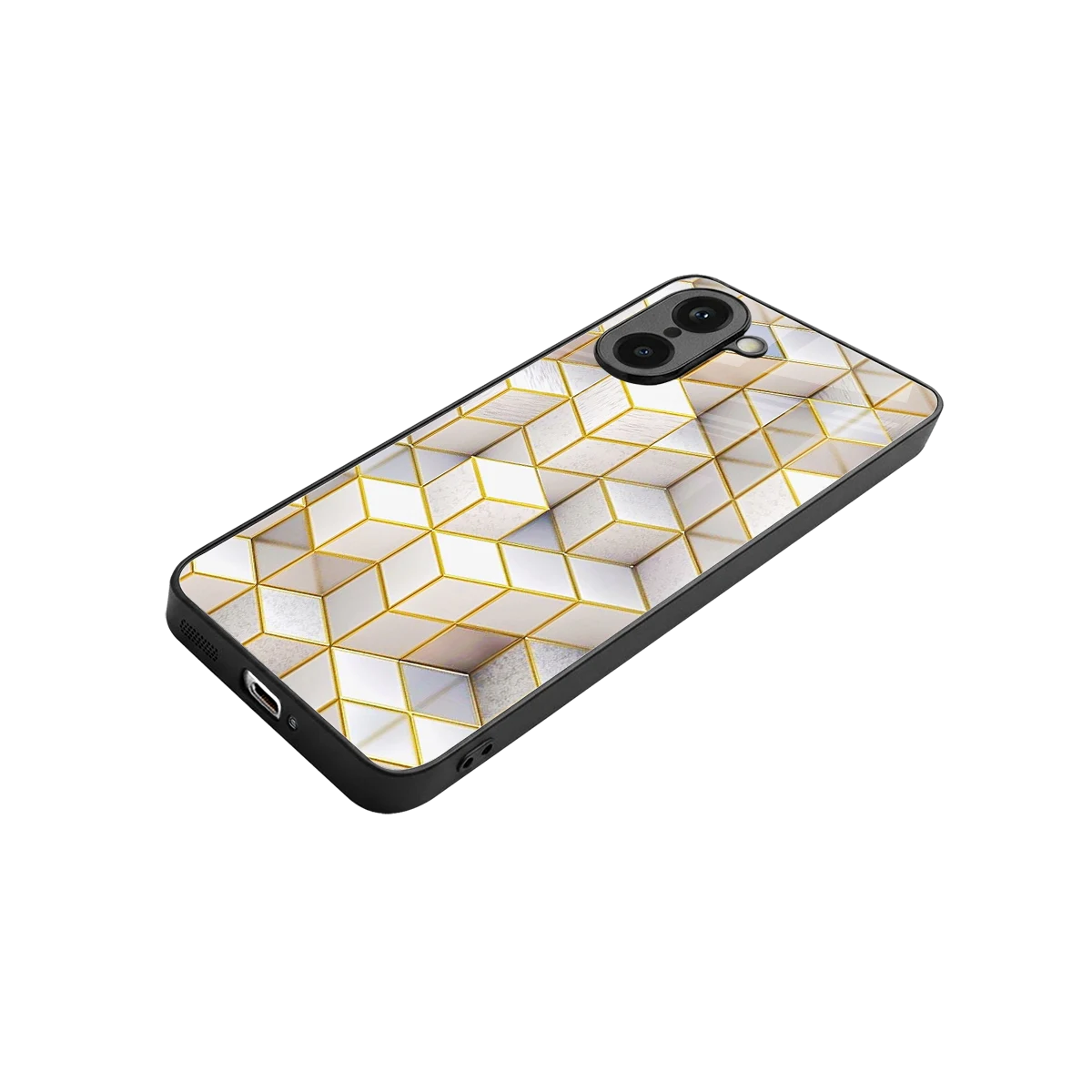 Golden Geometry stylish phone case for oneplus nord ce5 5g | glossy glass and slim fit