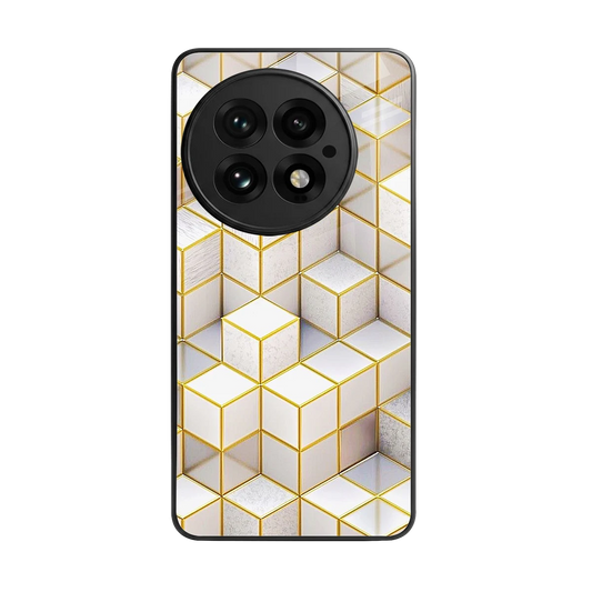 Golden Geometry back phone cover | glass case for oneplus 13