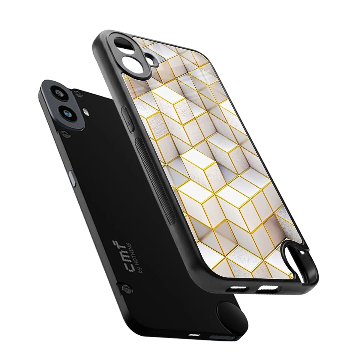 Golden Geometry sleek cmf nothing phone 1 cover with tempered glass back and TPU edges