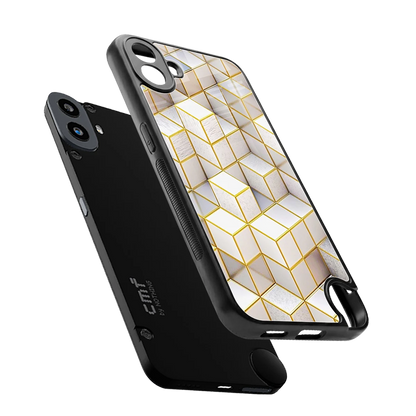 Golden Geometry sleek cmf nothing phone 1 cover with tempered glass back and TPU edges