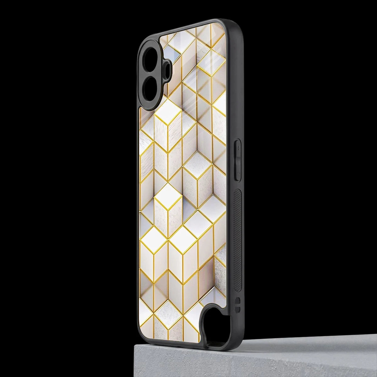 Golden Geometry cmf nothing phone 1 mobile cover | shockproof glass phone case