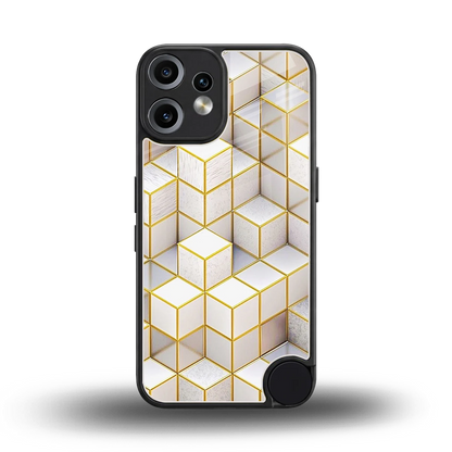 Golden Geometry back phone cover | glass case for cmf nothing phone 2 pro