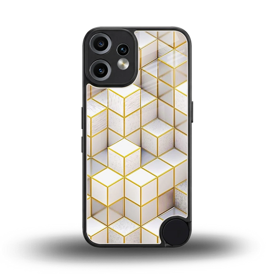 Golden Geometry back phone cover | glass case for cmf nothing phone 2 pro