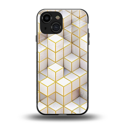 Golden Geometry back phone cover | glass case for iphone 13 mini