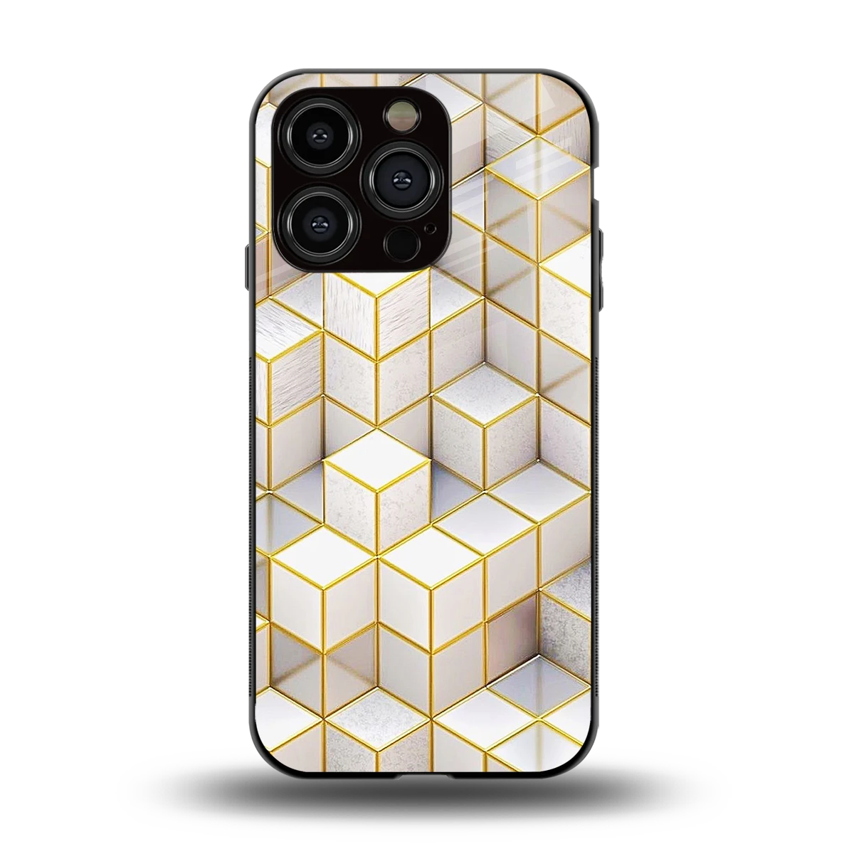 Golden Geometry back phone cover | glass case for iphone 13 pro