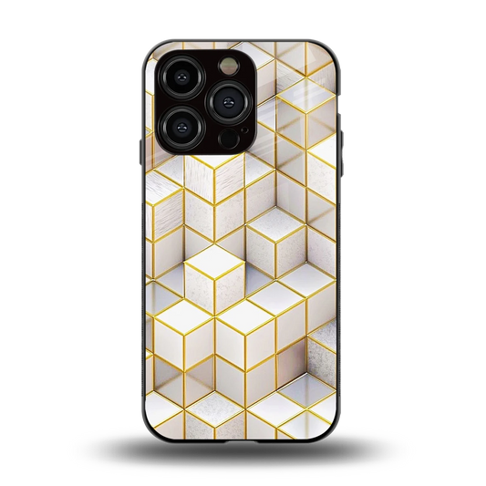 Golden Geometry back phone cover | glass case for iphone 13 pro