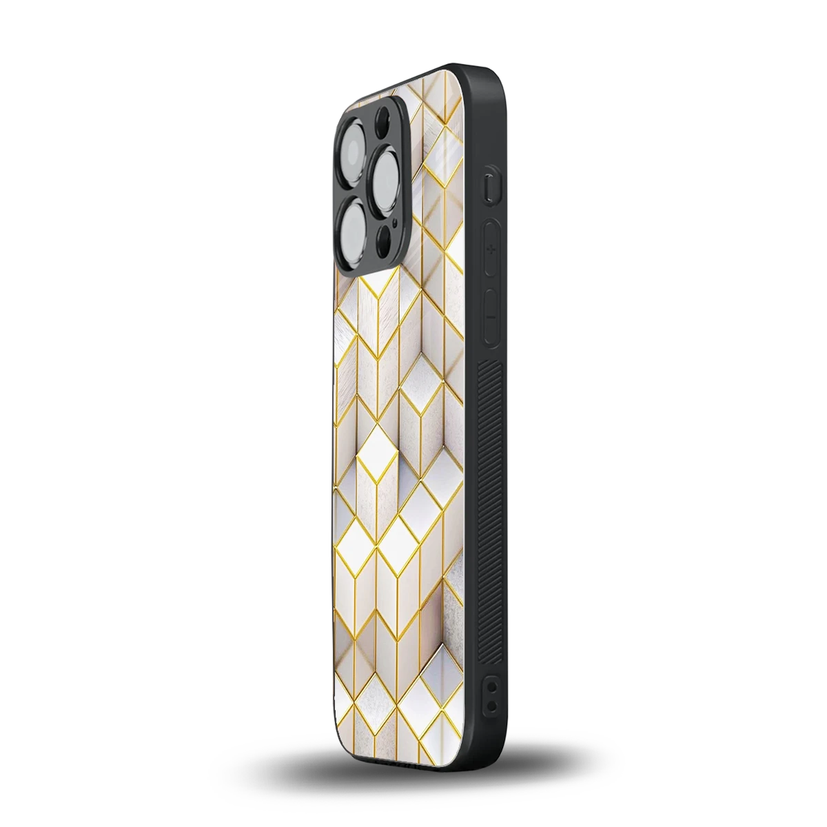 Golden Geometry iphone 13 pro mobile cover | shockproof glass phone case